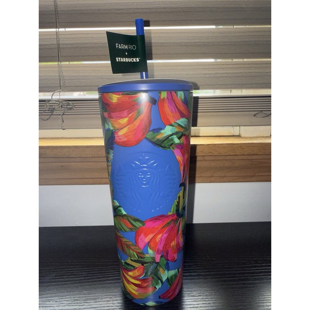 Starbucks X FARM Rio 24oz Blue Banana Mix Cold Cup BNWT